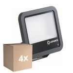 Mehrfachpackung 4x Ledvance LED-Scheinwerfer Aluminium Schwarz 69W 10000lm 100D - 840 Kaltweiß | IP66 - Lichtsensor - Symmetrisch